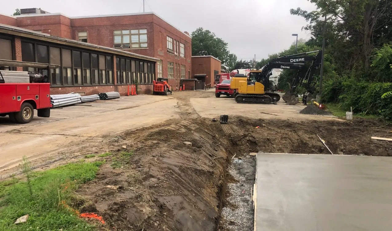 Commercial excavation site prep underway