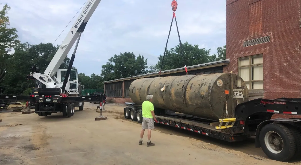 Oil tank excavation and site work in progress
