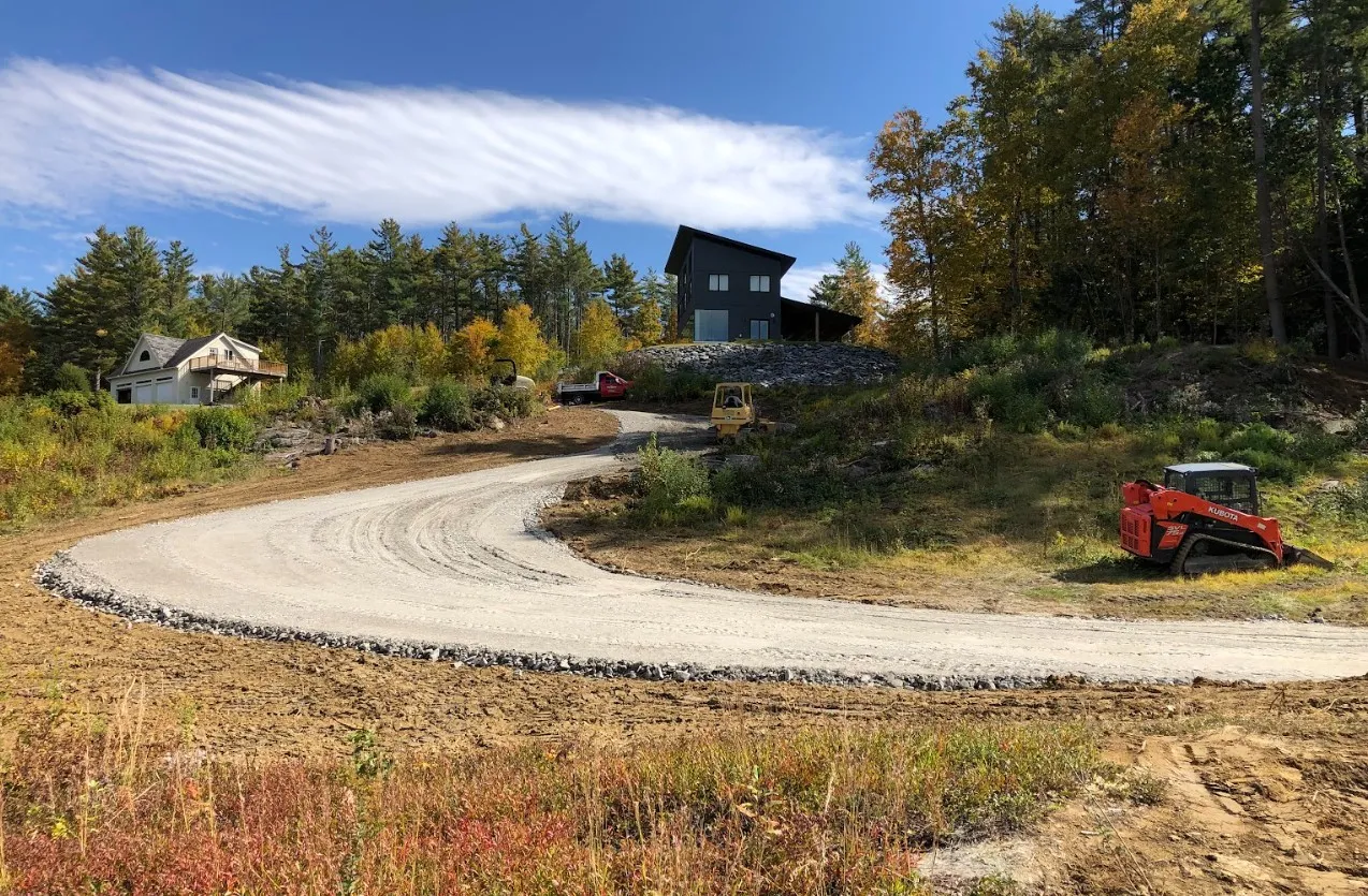 Clearing and base preparation for a new driveway